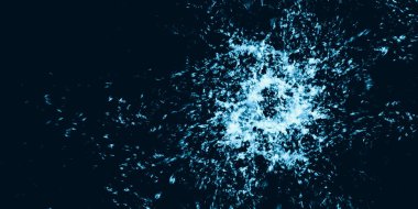 Su fışkırtan su ve dalgalar siyah zemin üzerinde su damlacıkları 3 boyutlu illüstrasyon