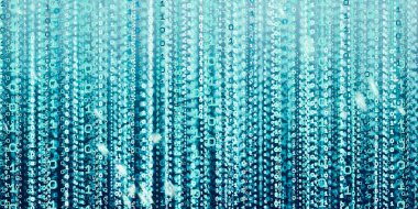 Bilgisayar sistemi bilgi kavramı soyut ikili kod teknolojisi Dijital ikili veri ekranı 3d illüstrasyonunun tepesinden düşen ikili veri arkaplanı