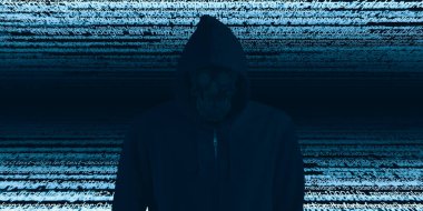 Siyah başlıklı hacker, çıkarma işlemini ikili sistemde gösteriyor. İkili akışlar ve bilgi güvenliği terimleriyle bir kod arka planının önünde durun siber güvenlik kavramı 3d illüstrasyon