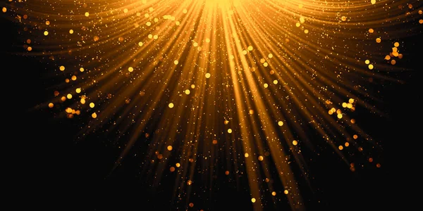 Glowing Waves Golden Light Effect Black Background Glittering Star Dust — Stock Photo, Image