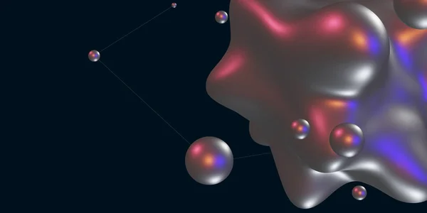 抽象色液体インクスタイル液体水液滴青と紫のグラデーションユニークな幾何学ロゴフライヤーやプレゼンテーションのためのテンプレートを設計動的要素3Dイラスト — ストック写真