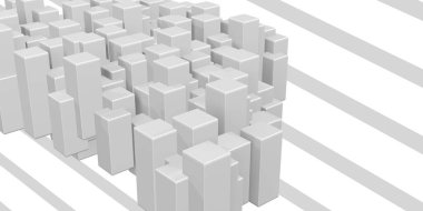 Soyut dalga arkaplanı rastgele kutular veya sütunlarla beyaz kare küp gradyan geometrik fikirler. Hareket tasarımı şablonu Radyal dalgalanma teknolojisi 3d illüstrasyon