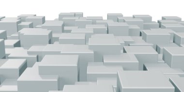 Soyut dalga arkaplanı rastgele kutular veya sütunlarla beyaz kare küp gradyan geometrik fikirler. Hareket tasarımı şablonu Radyal dalgalanma teknolojisi 3d illüstrasyon