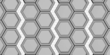 Geometrik altıgen çokgen deseni Parlak altıgen bal peteği 3D illüstrasyon altıgen çerçeve Geleceğin soyut arkaplanı