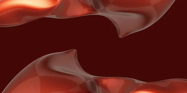 Abstract red water drop shape, free shape, glossy texture 3d illustration