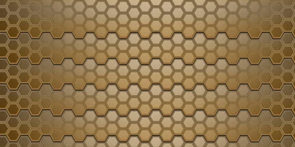 Golden abstract hexagon Golden honeycomb wall Elegant bokeh 3d illustration