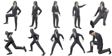 Kırpma yolu olan beyaz iş adamı üniforması. 3d illüstrasyon 