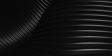Paralel çizgiler Siyah plastik tüp dokusu Şekil değiştirilmiş Modern soyut 3d illüstrasyon
