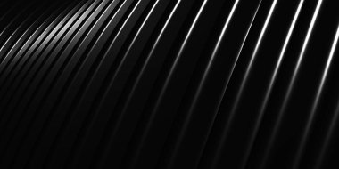 Paralel çizgiler Siyah plastik tüp dokusu Şekil değiştirilmiş Modern soyut 3d illüstrasyon