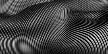 Paralel çizgiler Bozulmuş şekil eğrisi Plastik tüp yüzey Modern soyut 3d illüstrasyon