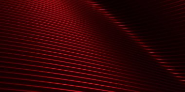 Kırmızı eğri biçimsiz paralel çizgiler Kırmızı plastik doku Modern soyut 3d illüstrasyon