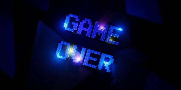 Logo Game Over Neon Laser Color Alphabet Glow Effect Fun and joyful 3d illustration