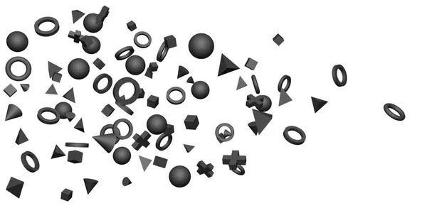Fekete Geometrikus Alakja Fehér Háttér Illusztráció — Stock Fotó