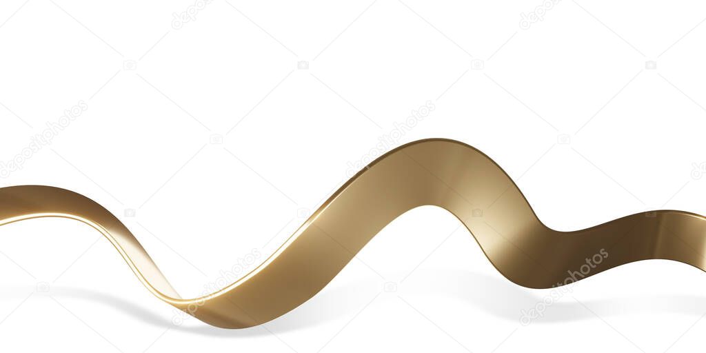 Golden ribbon on white background 3d illustration
