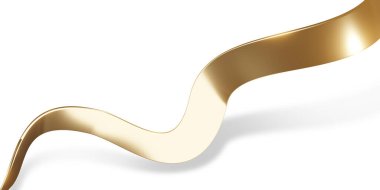 Beyaz zemin üzerinde altın kurdele 3d illüstrasyon