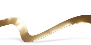 Beyaz zemin üzerinde altın kurdele 3d illüstrasyon