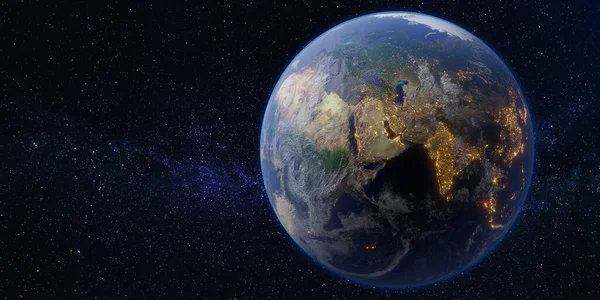 Dünya Uzay Galaksisi Samanyolu Arkaplanı Illüstrasyon — Stok fotoğraf