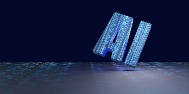 Yapay zeka arka plan görüntü ağı dijital bilgisayar teknolojisi 3D illüstrasyon