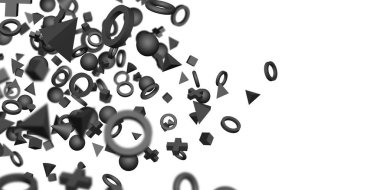 Beyaz arkaplan üzerinde siyah 3d geometrik şekil 3d illüstrasyon