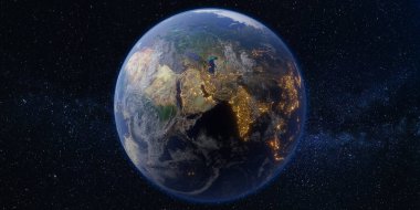 Dünya ve Uzay Galaksisi Samanyolu Arkaplanı 3D illüstrasyon