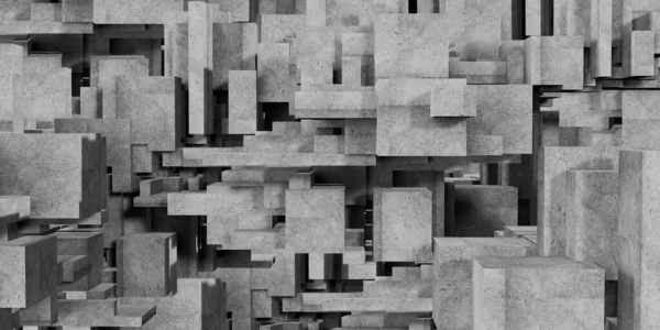 Cube Kompozíció Poligon Absztrakt Építészeti Háttér Absztrakt Geometria Beton Renderelés — Stock Fotó