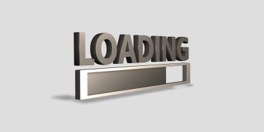 Basit bir arkaplan 3d illüstrasyonunda metin ve semboller yükleniyor