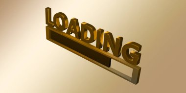 Basit bir arkaplan 3d illüstrasyonunda metin ve semboller yükleniyor