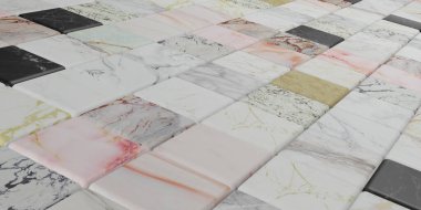 Mermer blok renkli mermer desen duvarı 3D illüstrasyon