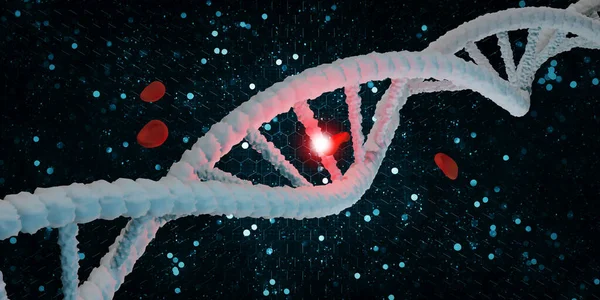 DNA sarmal yaşam yapısı ve kırmızı kan hücreleri 3 boyutlu resimleme
