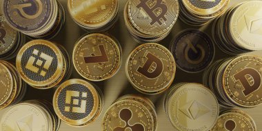 Bitcoin Şifreleme Dijital para birimi 3D illüstrasyon