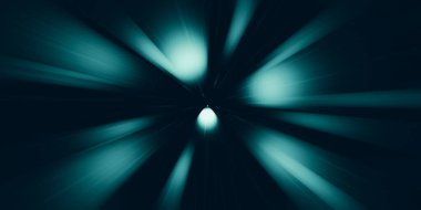 Hızlı hareket eden ışık izleri yakınlaştırma ışık 3D illüstrasyonunun patlaması