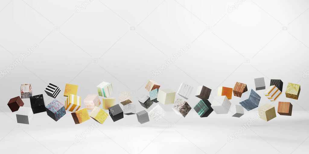 Random pattern texture cube 3d illustration background