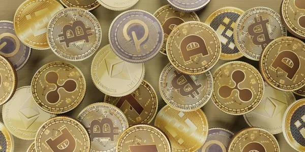 Bitcoin Şifreleme Dijital para birimi 3D illüstrasyon
