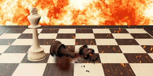 Batalha Feroz Jogos Tabuleiro Xadrez Ilustração — Fotografia de Stock