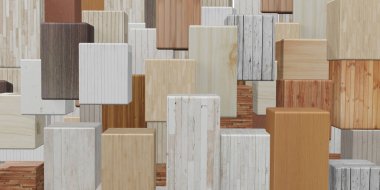 Kare tahta blok arka plan Çoklu Ahşap Dokular Çoklu Renkler 3B Resimler