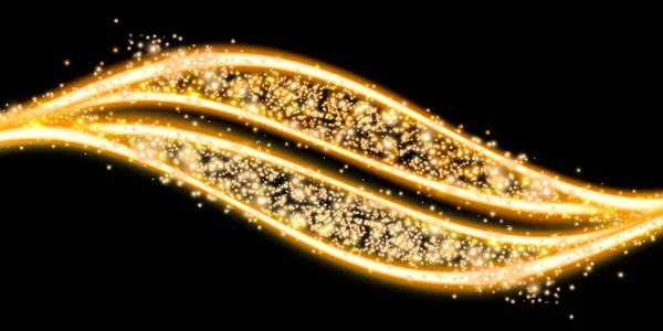 Curva Brilho Dourado Espumante Bokeh Luz Linha Emissora Ilustração — Fotografia de Stock