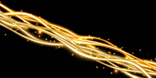 Goldene Leuchtkurve Funkelnd Bokeh Licht Emittierende Linie Illustration — Stockfoto