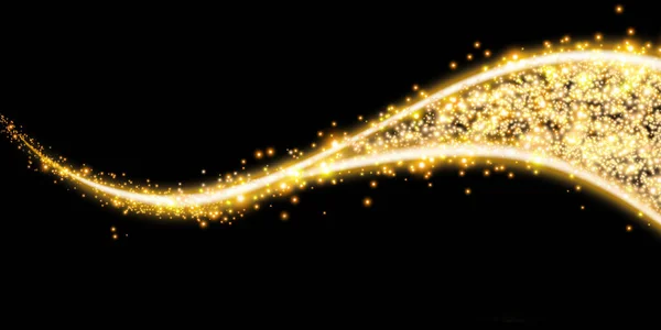 golden glow curve sparkling bokeh light emitting line 3d illustration