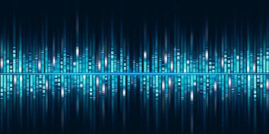 Müzik mavisi ses dalgası eşitleyici ışık çizgileri 3d illüstrasyonunun frekans spektrumu
