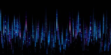Müzik mavisi ses dalgası eşitleyici ışık çizgileri 3d illüstrasyonunun frekans spektrumu