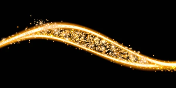 golden glow curve sparkling bokeh light emitting line 3d illustration