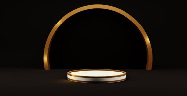 Model şablonlar için temel altınlar ve siyah koyu renk süslemeli sergi 3D