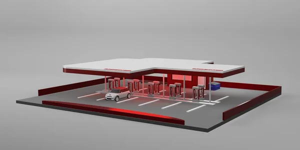 Stazione Ricarica Batteria Auto Elettrica Nuovo Concetto Tecnologia Energetica Illustrazione — Foto Stock