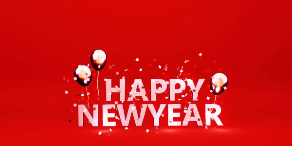 Happy New Year Message Background Image Balloons Ribbons Illustration — Stock Photo, Image