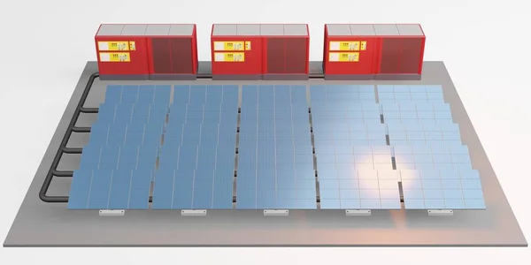 Solární Panel Mockup Elektrického Úložiště Solární Energie Ilustrace — Stock fotografie