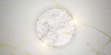 Mesaj ve ürün yerleştirmek için mermer çerçeve. Altın mermer arka planda 3D illüstrasyon