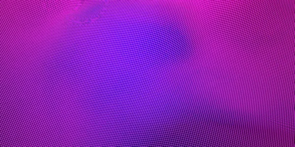 网状波状结构曲线背景紫色和蓝色梯度宽角度3D插图 — 图库照片