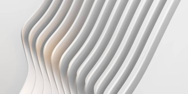 Beyaz paralel çizgiler. Plastik dalga tüp yüzey eğrisi soyut arkaplan 3 boyutlu illüstrasyon
