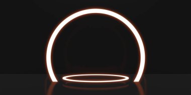 eğri çerçeve görünümlü arka plan ışıklandırması stand neon ışığı arkaplan 3B görüntüleme