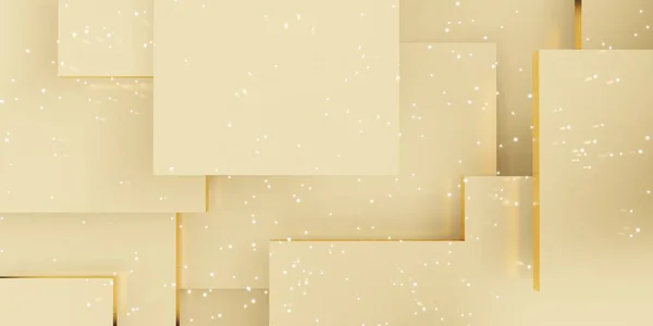 Guld Platta Bakgrund Geometrisk Bricka Abstrakt Hierarki Kvadrat Illustration — Stockfoto